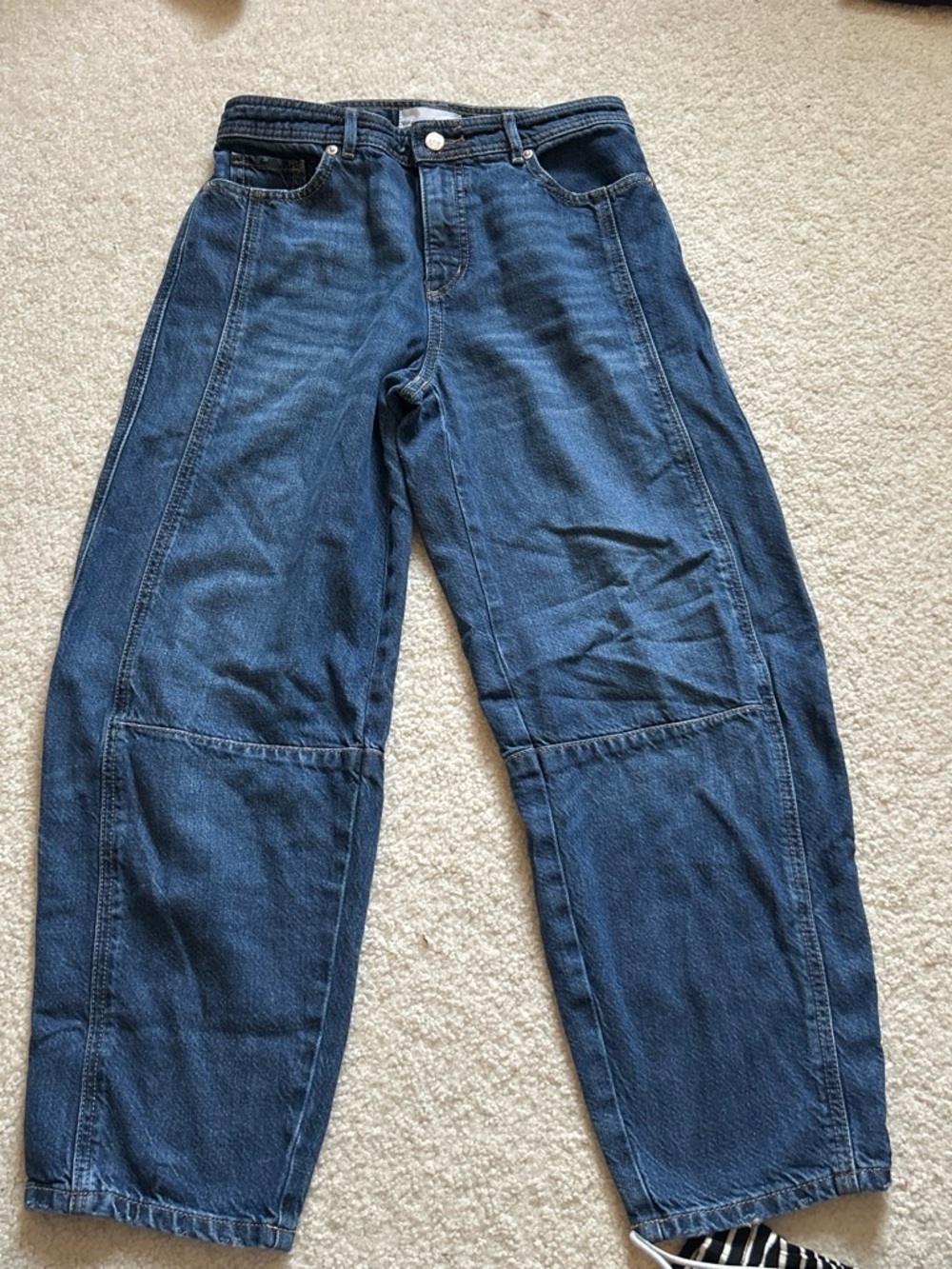 LOFT Women's Dark Blue Relaxed Patch-Seam Jeans